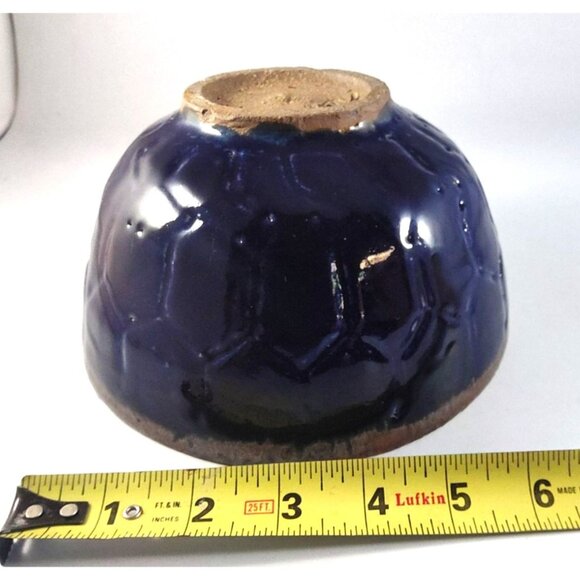 Handcrafted Blue & Brown Artist Signed Ceramic Bowl-Small Chip on Rim - Picture 8 of 12